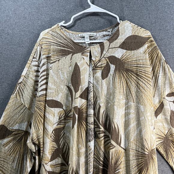 Girl With Curves Knit Palm Cardigan Neutral Palm Size 1X - Picture 5 of 13